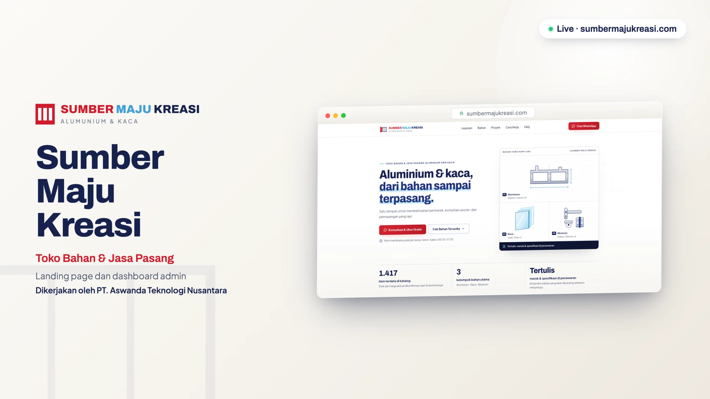 Sumber Maju Kreasi Web App Toko Aluminium & Kaca